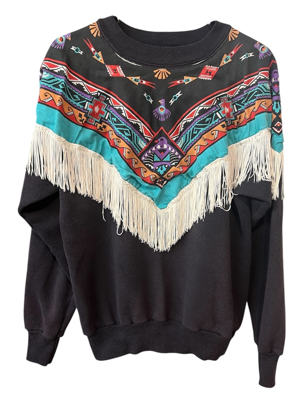 Vintage Pannill Southwestern Fringe Sweatshirt Xl Made in USA